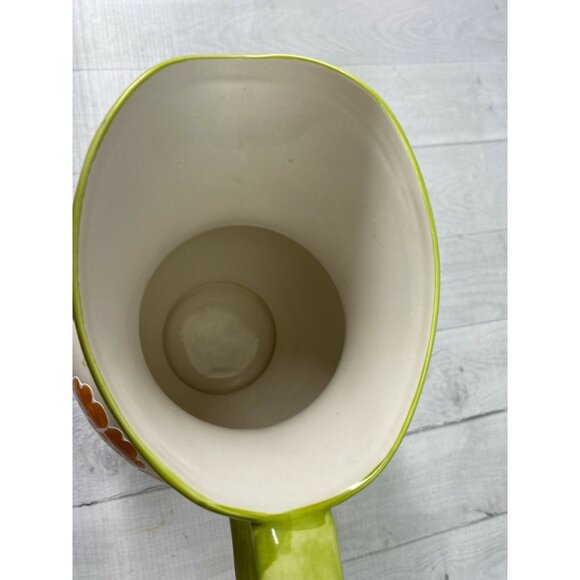 Coastline Imports DUTCH WAX Floral Handpainted Ceramic Handle Beverage Pitcher - Picture 4 of 9